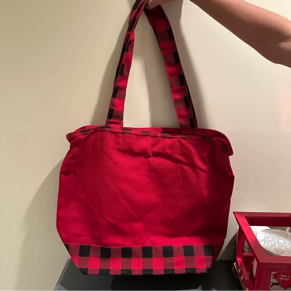 Disney Parks Red and Black Checkered Tote Mickey & Minnie - Picture 3 of 4